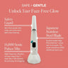 Sonic Dermaplaner Pro features: Safety Guard, Japanese Stainless Steel Blade, 14000 Sonic Pulses per Minute