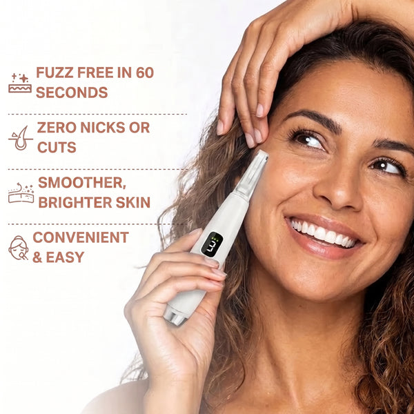 Fuzz free in 60 seconds, zero nicks or cuts, smoother brighter skin, convenient and easy
