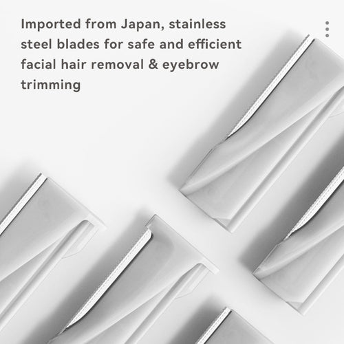 Dermaplaning blade refills fanned out